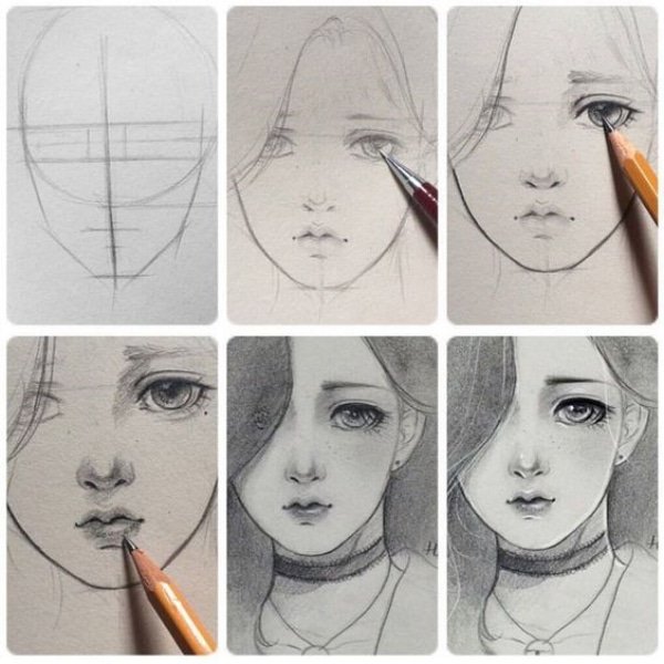 face drawing step by step