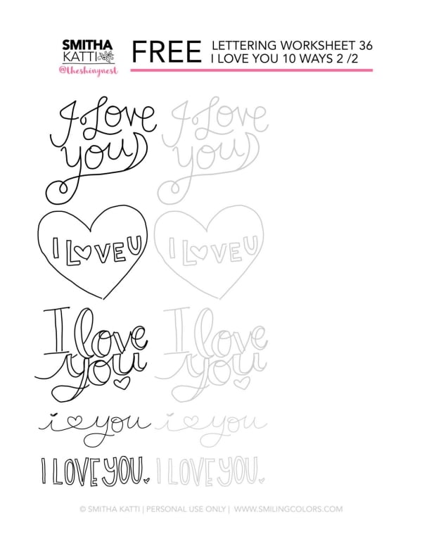 60 Easy and Free Lettering Worksheets for Beginners to Practice