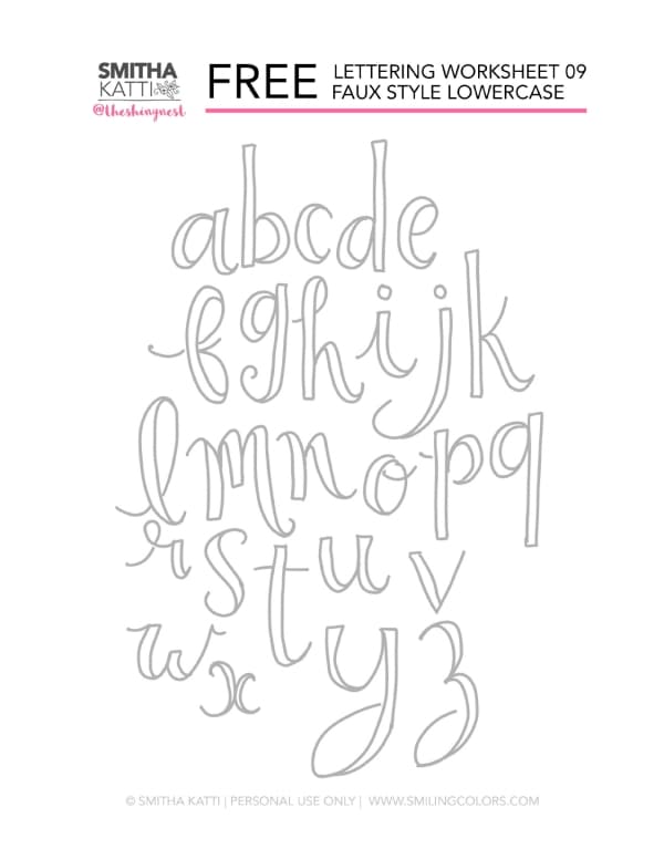 60 Easy and Free Lettering Worksheets for Beginners to Practice
