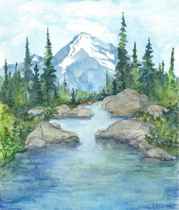 40 Simple Watercolor Painting Ideas For, How To Paint A Simple Watercolor Landscape