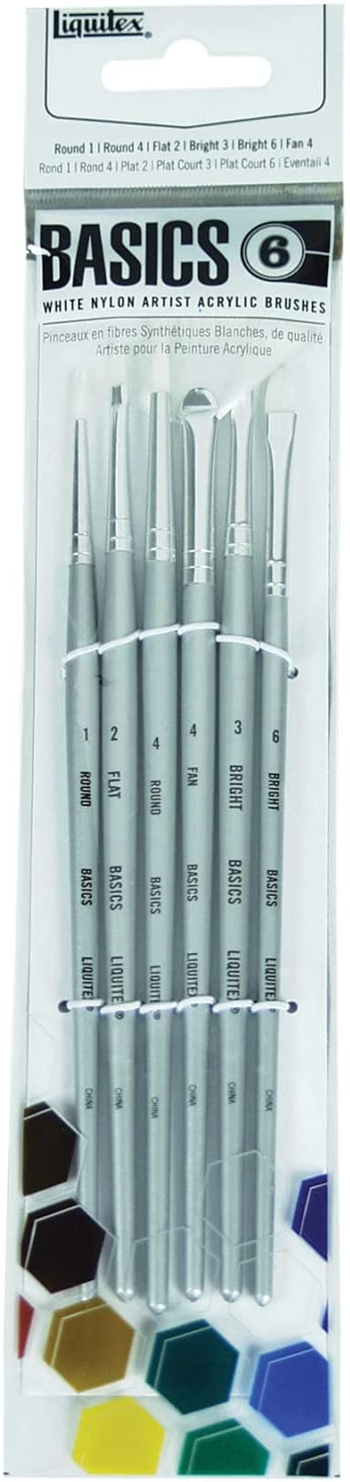 An acrylic paintbrush set from liquitex lies on display.
